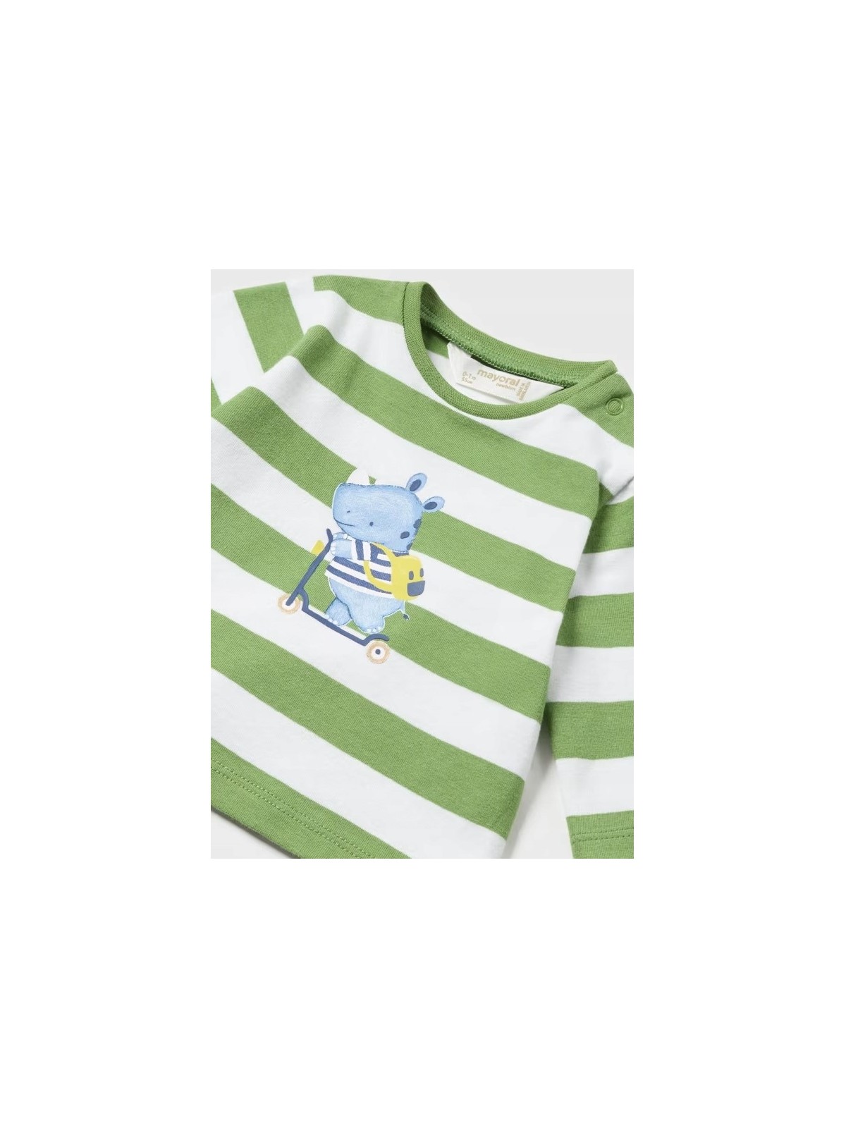 MAYORAL NEWBORN KOSZULKA BLUZKA NA DŁUGI RĘKAW  BIAŁA W ZIELONE PASKI KOSZULKA003