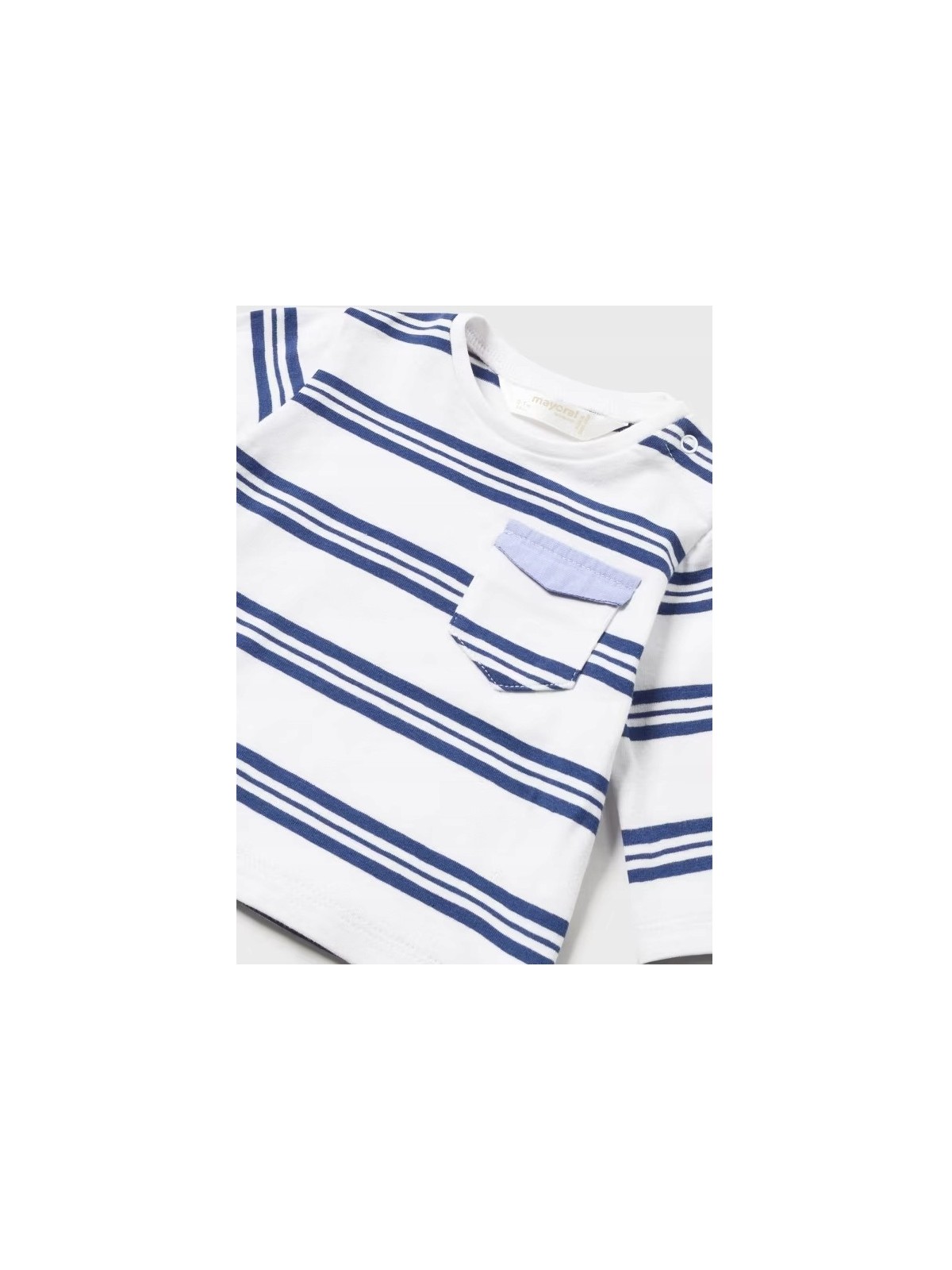 MAYORAL NEWBORN KOSZULKA BLUZKA NA DŁUGI RĘKAW  BIAŁA W NIEBIESKIE PASKI KOSZULKA004