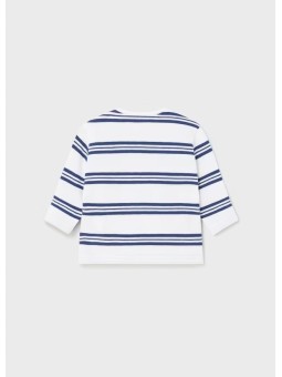 MAYORAL NEWBORN KOSZULKA BLUZKA NA DŁUGI RĘKAW  BIAŁA W NIEBIESKIE PASKI KOSZULKA004