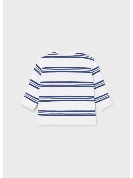 MAYORAL NEWBORN KOSZULKA BLUZKA NA DŁUGI RĘKAW  BIAŁA W NIEBIESKIE PASKI KOSZULKA004