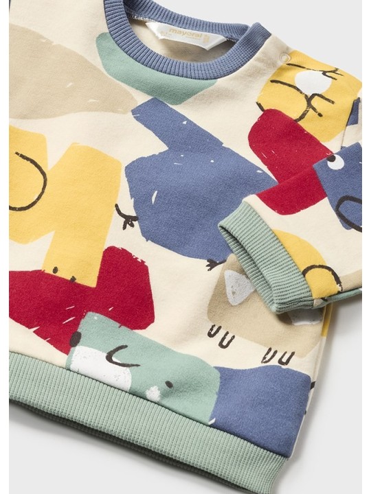 MAYORAL NEWBORN KOMPLET DRES  DLA CHŁOPCA BLUZA NA DŁUGI RĘKAW SPODNIE GRANTOWE 2523/59