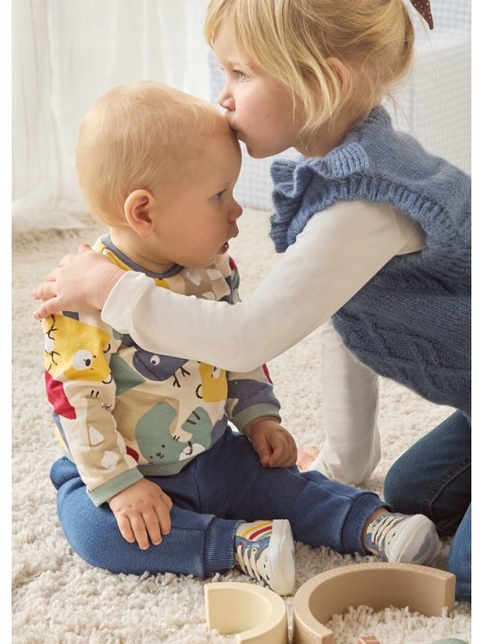 MAYORAL NEWBORN KOMPLET DRES  DLA CHŁOPCA BLUZA NA DŁUGI RĘKAW SPODNIE GRANTOWE 2523/59