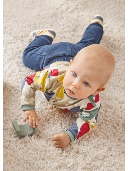 MAYORAL NEWBORN KOMPLET DRES  DLA CHŁOPCA BLUZA NA DŁUGI RĘKAW SPODNIE GRANTOWE 2523/59