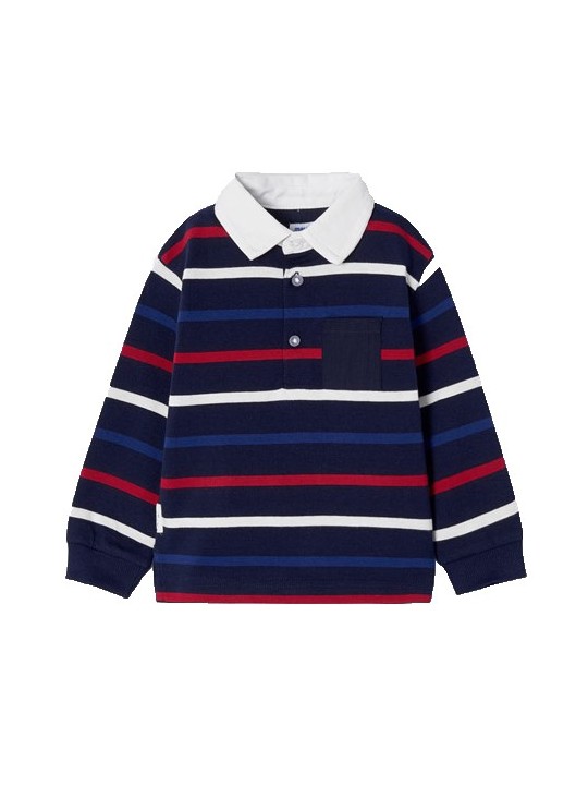 MAYORAL BABY KOSZULKA POLO DLA CHŁOPCA  GRANAT CZERWIEŃ PASKI  POLO001