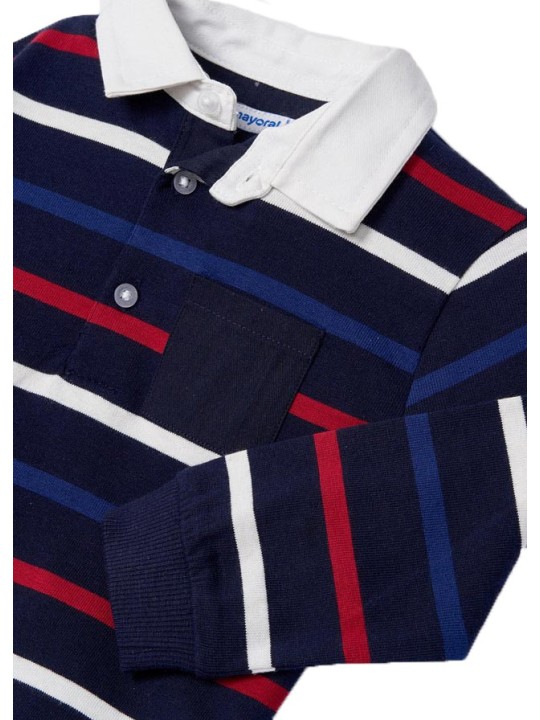 MAYORAL BABY KOSZULKA POLO DLA CHŁOPCA  GRANAT CZERWIEŃ PASKI  POLO001