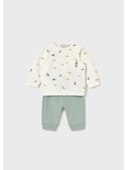 MAYORAL NEWBORN KOMPLET BLUZA W DINOZAURY SPODNIE ZIELONE 2620/65