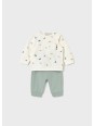 MAYORAL NEWBORN KOMPLET BLUZA W DINOZAURY SPODNIE ZIELONE 2620/65