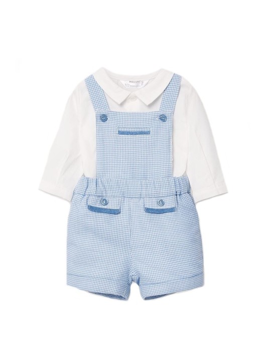 MAYORAL NEWBORN KOMPLET KOSZULA OGRODNICZKI RAJSTOPY 2636/6