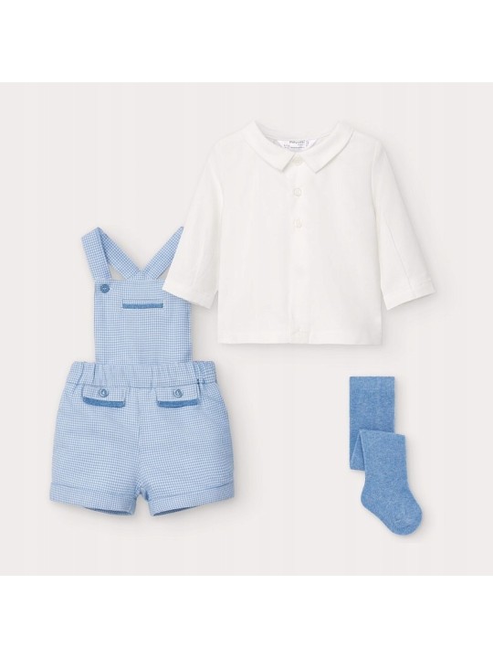 MAYORAL NEWBORN KOMPLET KOSZULA OGRODNICZKI RAJSTOPY 2636/6