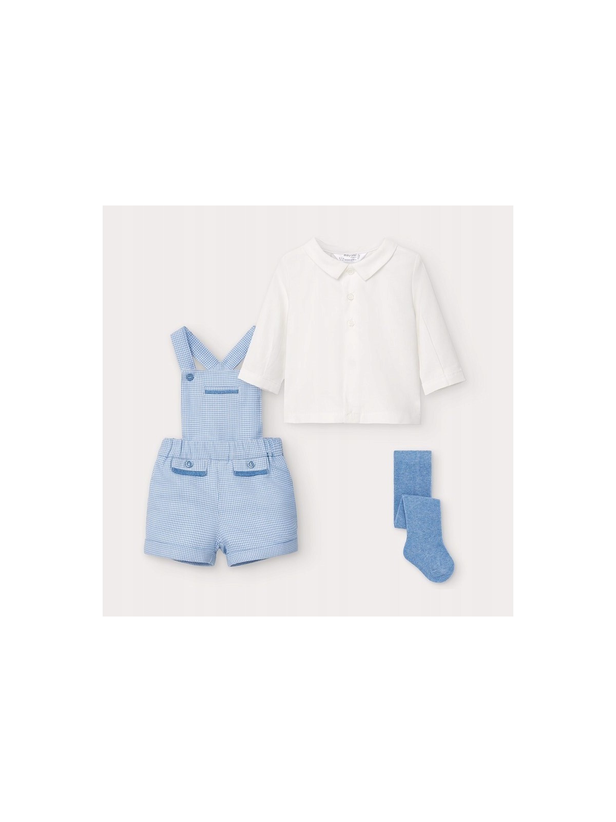 MAYORAL NEWBORN KOMPLET KOSZULA OGRODNICZKI RAJSTOPY 2636/6