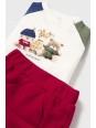 MAYORAL NEWBORN KOMPLET BLUZA Z NADRUKIEM SPODNIE CZERWONE 2635