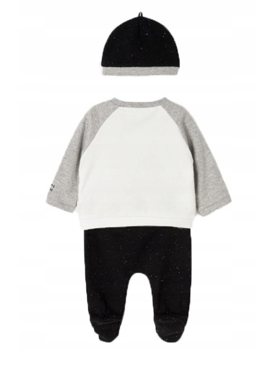 MAYORAL NEWBORN KOMPLET BLUZA  PÓŁŚPOSZKI  CZAPKA PINGWIN 2513