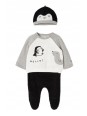 MAYORAL NEWBORN KOMPLET BLUZA  PÓŁŚPOSZKI  CZAPKA PINGWIN 2513