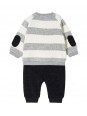 MAYORAL NEWBORN KOMPLET BLUZA  W KREMOWE SZARO PASKI SPODNIE CZARNE KOMPLET0042513
