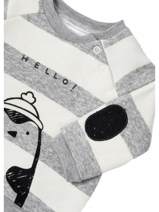 MAYORAL NEWBORN KOMPLET BLUZA  W KREMOWE SZARO PASKI SPODNIE CZARNE KOMPLET0042513