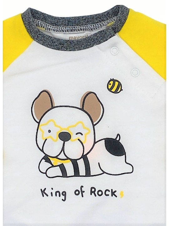 MAYORAL NEWBORN KOMPLET DRES DLA CHŁOPCA BLUZA Z PIESKIEM SPODNIE CZARNE  1681/86