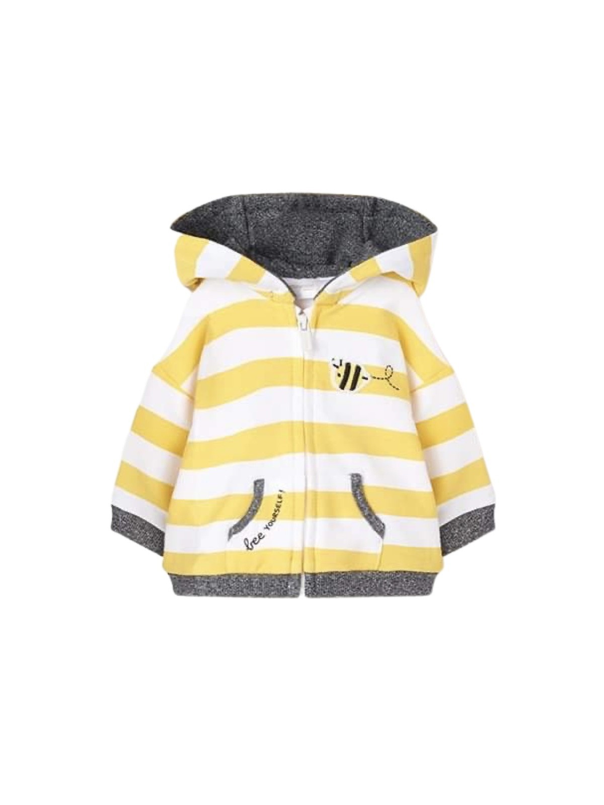 MAYORAL NEWBORN KOMPLET DRES DLA CHŁOPCA BLUZA Z KAPTUREM ROZPINANA KOSZULKA W PIESKI SPODNIE SZARE 1863/39