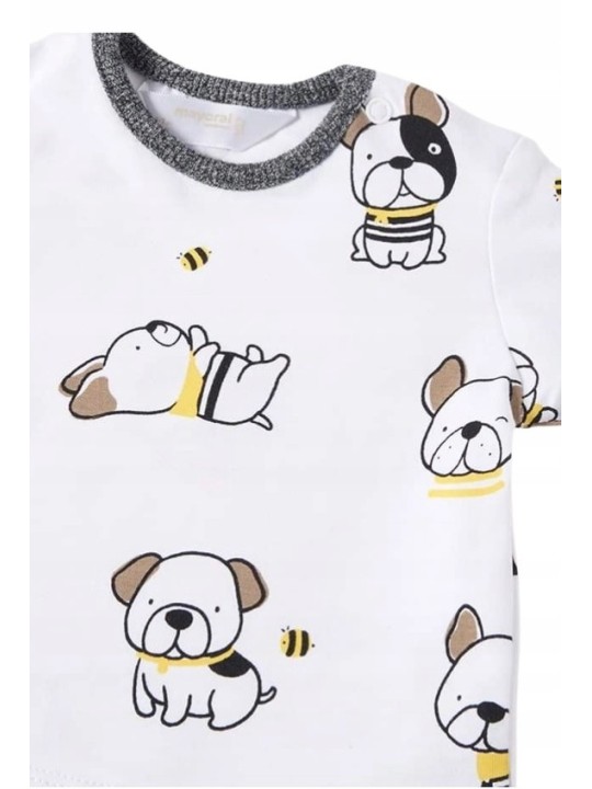 MAYORAL NEWBORN KOMPLET DRES DLA CHŁOPCA BLUZA Z KAPTUREM ROZPINANA KOSZULKA W PIESKI SPODNIE SZARE 1863/39