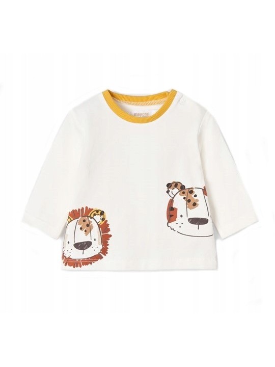 MAYORAL NEWBORN  KOMPLET DRES DLA CHŁOPCA BLUZA  Z KAPTUREM W PASKI BRĄZOWE SPODNIE KOSZULKA KREMOWA 2651