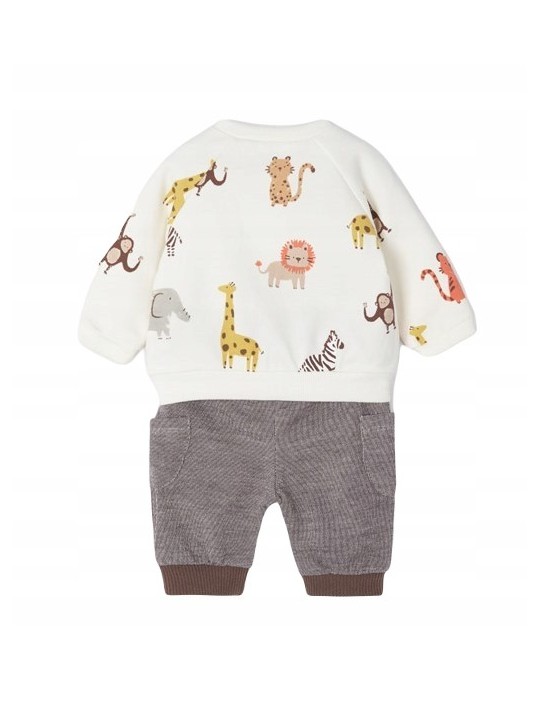 MAYORAL NEWBORN KOMPLET BLUZA SPODNIE BRĄZOWE BLUZA ZWIĘRZĄTKA 2641