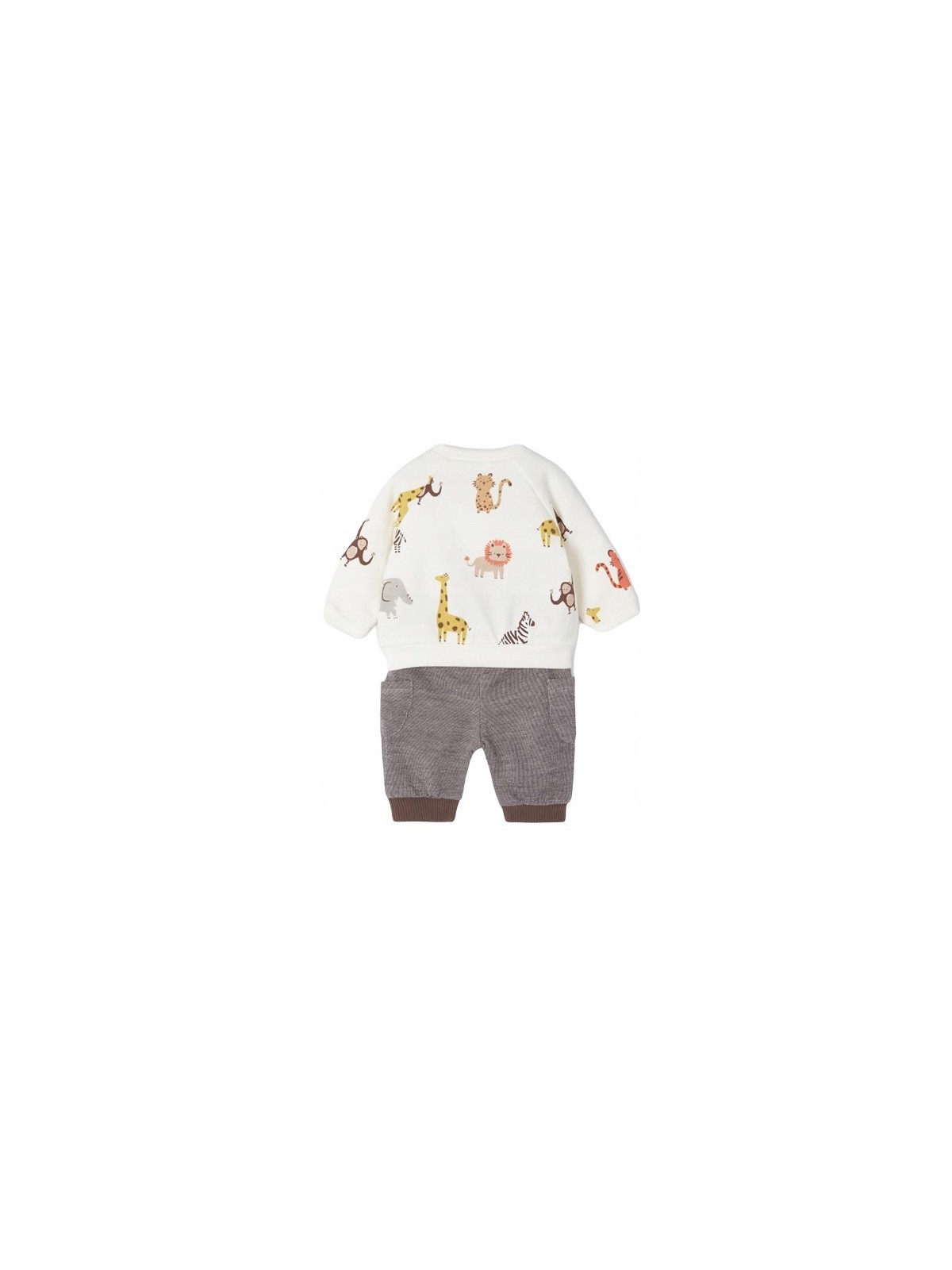 MAYORAL NEWBORN KOMPLET BLUZA SPODNIE BRĄZOWE BLUZA ZWIĘRZĄTKA 2641