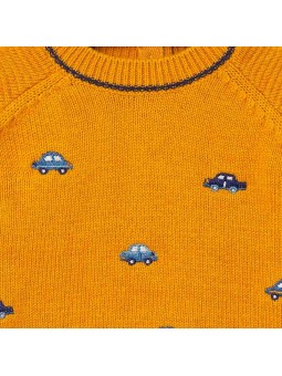 MAYORAL NEWBORN KOMPLET SWETER MIODOWY W AUTKA SPODNIE GRANATOWE 2569/4