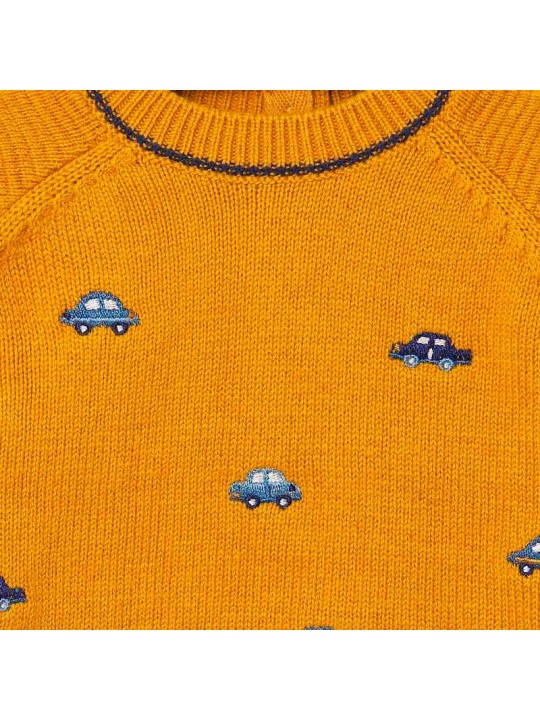 MAYORAL NEWBORN KOMPLET SWETER MIODOWY W AUTKA SPODNIE GRANATOWE 2569/4