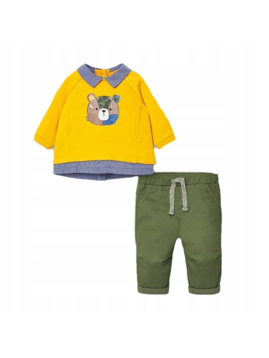 MAYORAL NEWBORN KOMPLET BLUZA Z KOŁNIERZYKIEM SPODNIE ZIELONE 2573/3