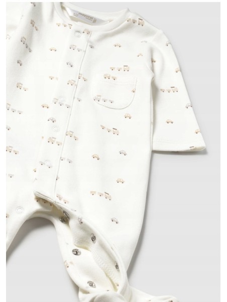 MAYORAL NEWBORN PAJAC ŚPIOCHY DLA CHŁOPCA KREMOWE W AUTKA PAJAC002