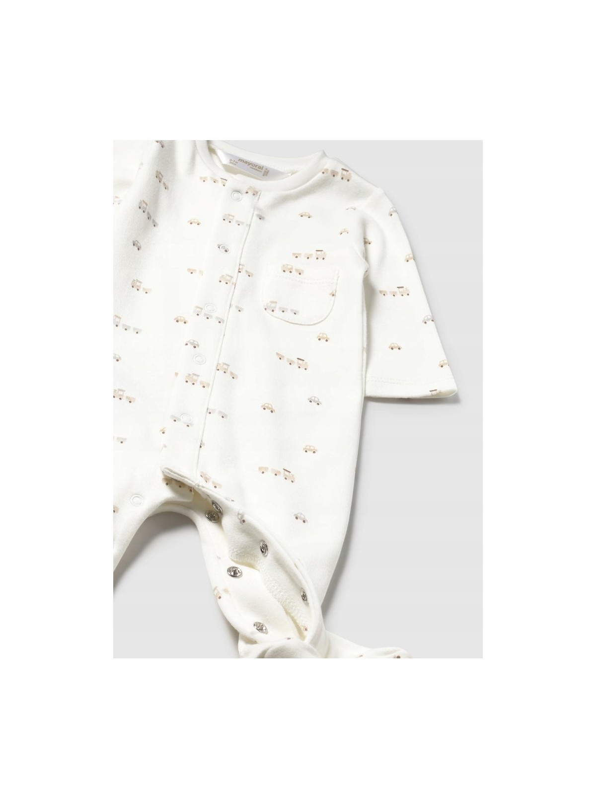 MAYORAL NEWBORN PAJAC ŚPIOCHY DLA CHŁOPCA KREMOWE W AUTKA PAJAC002