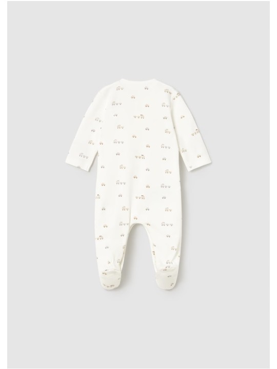 MAYORAL NEWBORN PAJAC ŚPIOCHY DLA CHŁOPCA KREMOWE W AUTKA PAJAC002