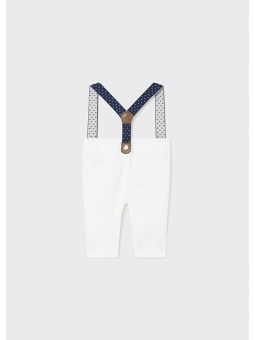 MAYORAL SPODNIE ELGANCKIE DLA CHŁOPCA BIAŁE Z SZELKAMI 1536 /26