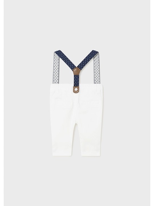 MAYORAL SPODNIE ELGANCKIE DLA CHŁOPCA BIAŁE Z SZELKAMI 1536 /26