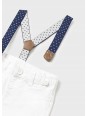 MAYORAL SPODNIE ELGANCKIE DLA CHŁOPCA BIAŁE Z SZELKAMI 1536 /26