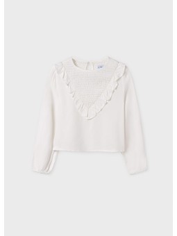 MAYORAL BLUZKA KOSZULKA NA DŁUGI RĘKAW DLA DZIEWCZYNKI KREM  7110/8