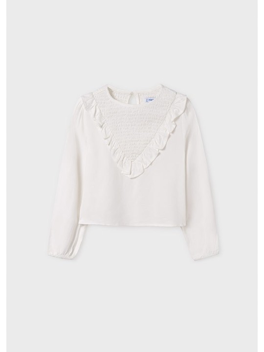 MAYORAL BLUZKA KOSZULKA NA DŁUGI RĘKAW DLA DZIEWCZYNKI KREM  7110/8