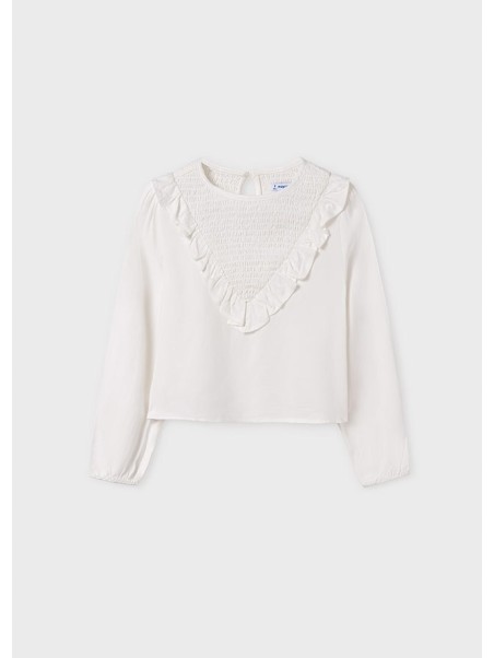 MAYORAL BLUZKA KOSZULKA NA DŁUGI RĘKAW DLA DZIEWCZYNKI KREM  7110/8