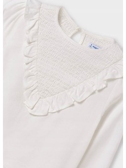 MAYORAL BLUZKA KOSZULKA NA DŁUGI RĘKAW DLA DZIEWCZYNKI KREM  7110/8