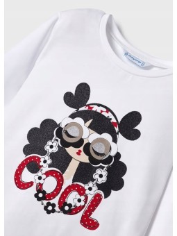 MAYORAL KOSZULKA BLUZKA NA DŁUGI RĘKAW BIAŁA 3073/76