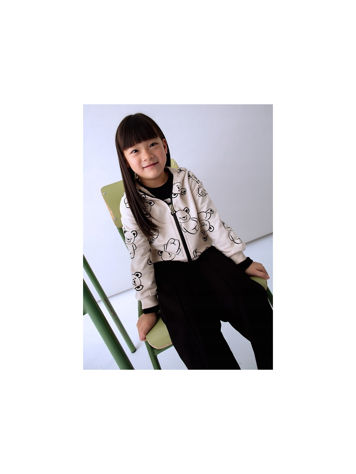 MAYORAL KOMPLET DRES DLA DZIEWCZYNKI BLUZA ROZPINANA W MISIE DWIE PARY SPODNI BEŻ CZARNY 4895/74