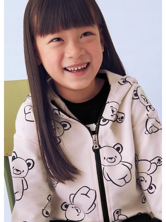 MAYORAL KOMPLET DRES DLA DZIEWCZYNKI BLUZA ROZPINANA W MISIE DWIE PARY SPODNI BEŻ CZARNY 4895/74