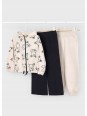 MAYORAL KOMPLET DRES DLA DZIEWCZYNKI BLUZA ROZPINANA W MISIE DWIE PARY SPODNI BEŻ CZARNY 4895/74