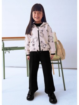 MAYORAL KOMPLET DRES DLA DZIEWCZYNKI BLUZA ROZPINANA W MISIE DWIE PARY SPODNI BEŻ CZARNY 4895/74