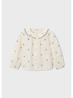 MAYORAL KOSZULKA BLUZKA Z KOŁNIERZYKIEM KREM CZARNY 4132/24