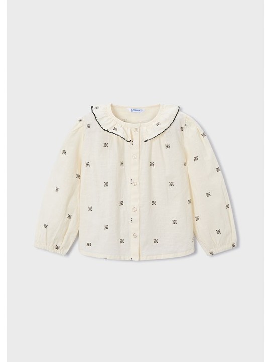 MAYORAL KOSZULKA BLUZKA Z KOŁNIERZYKIEM KREM CZARNY 4132/24