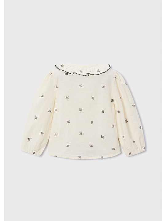 MAYORAL KOSZULKA BLUZKA Z KOŁNIERZYKIEM KREM CZARNY 4132/24