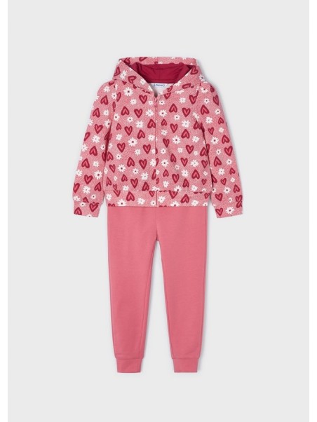 MAYORAL KOMPLET DRES DLA DZIEWCZYNKI BLUZA Z KAPTUREM W SERDUSZKA SPODNIE RÓŻOWE 3851/30