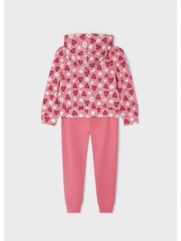 MAYORAL KOMPLET DRES DLA DZIEWCZYNKI BLUZA Z KAPTUREM W SERDUSZKA SPODNIE RÓŻOWE 3851/30