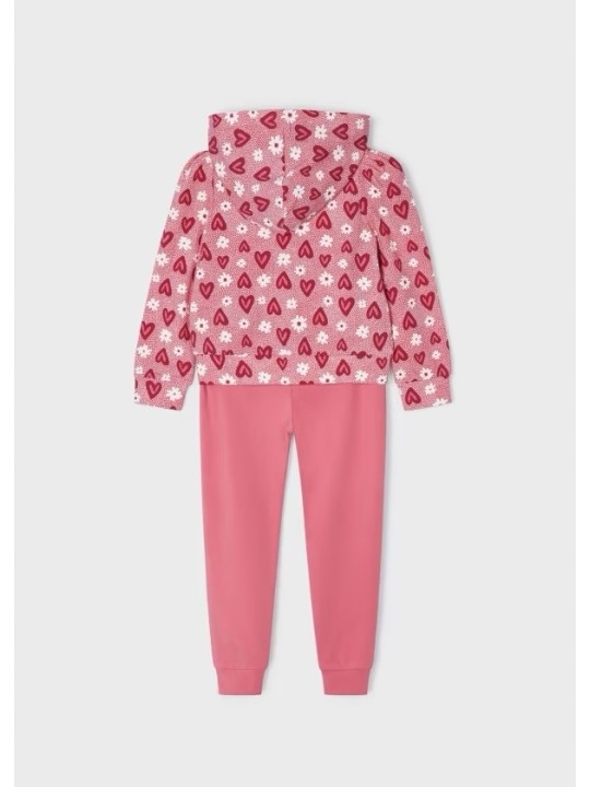 MAYORAL KOMPLET DRES DLA DZIEWCZYNKI BLUZA Z KAPTUREM W SERDUSZKA SPODNIE RÓŻOWE 3851/30