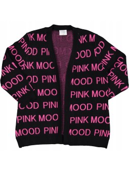 BIRBA TRYBEYOND SWETER  KARDIGAN CZARNY W RÓŻOWE NAPISY PINK 999 76774 00 90Z